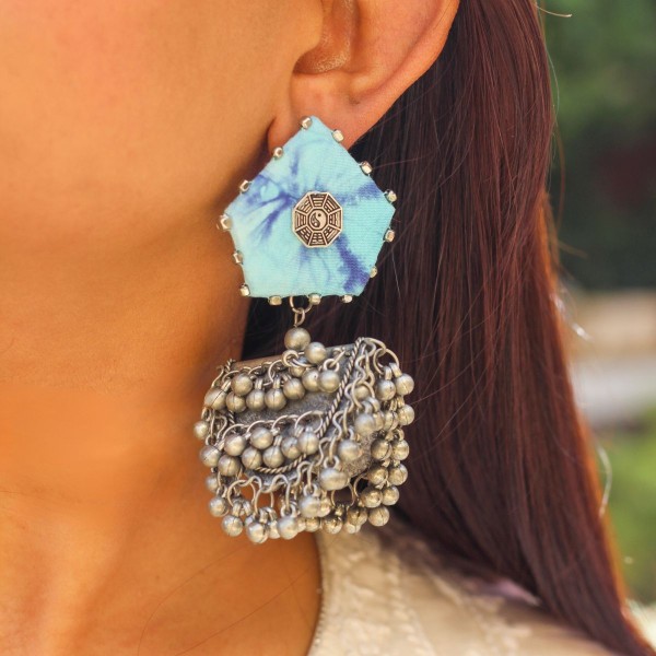 TieDye Silver Fold Jhumka